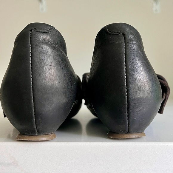 Fly London LAFF Peep Toe Multi strap Black Ballerina Heel Shoes Size 7 - Picture 13 of 16